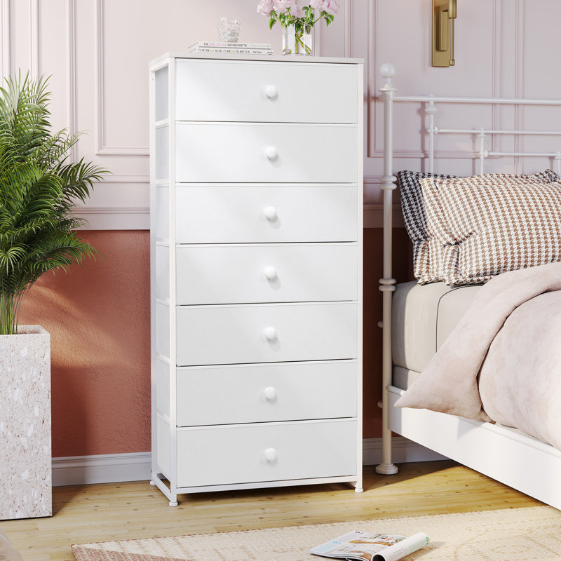 Commode 7 tiroirs l 23,2 po, blanc, Blanc
