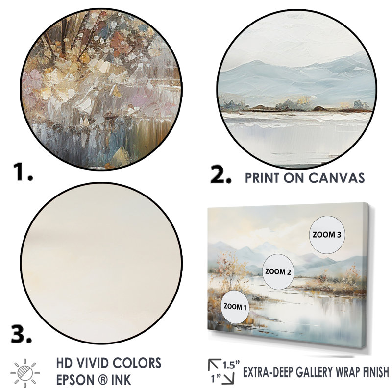 Ensemble de décorations murales Mountain Pond Stillness, H 28 po x l 36 po x P 1 po, Toile tendue