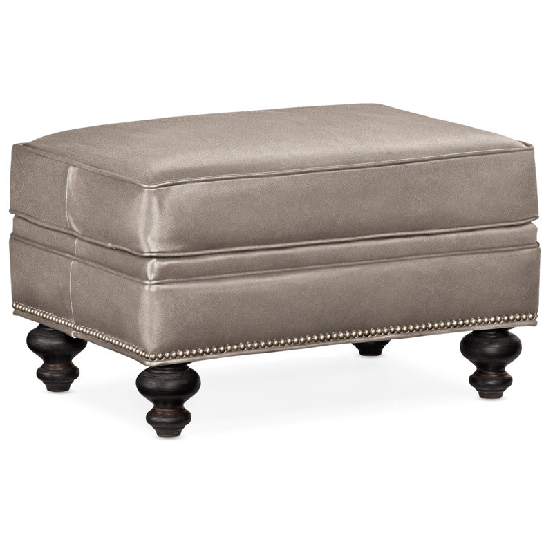 Repose-pieds rectangulaire en cuir véritable 26 "West, Cuir véritable minéral Rio, Plantation, Nickel