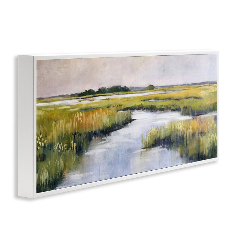 Art giclée sur les marais de Grassy, Estampe numérique encadrée blanc bord de mer, H 10 po x l 24 po