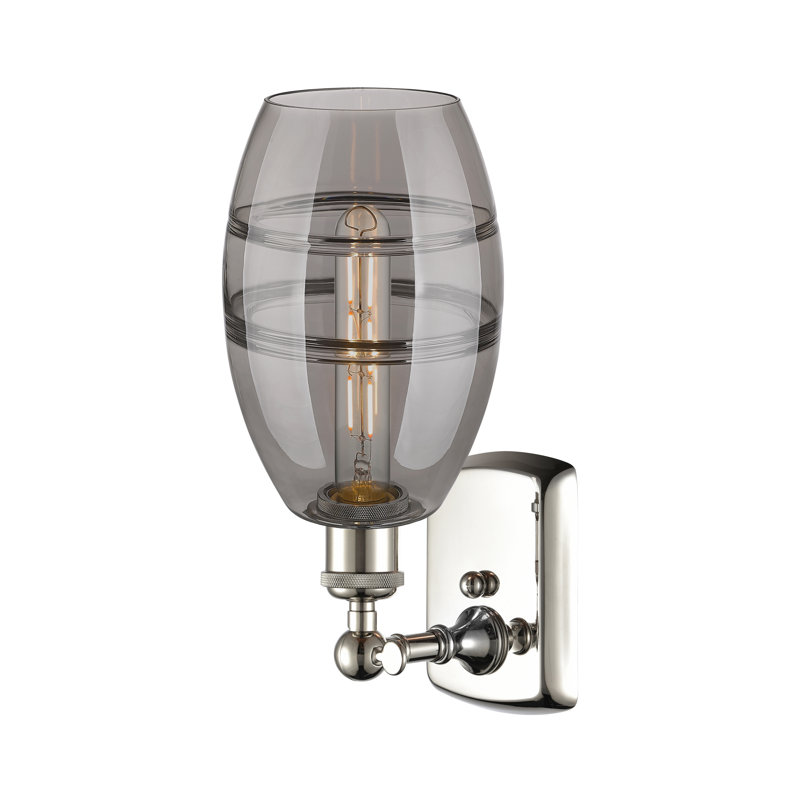 Applique murale en acier Bettylou, H 9,13 po x l 5,88 po x P 7,06 po, Gris fumée clair, Nickel poli