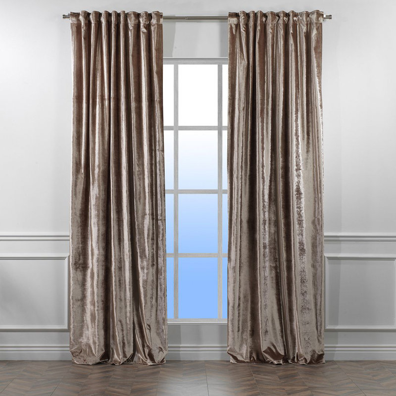 Panneau de rideau simple doublé occultant en velours brillant extra large et très long, L 52 po x L 144 po, 15 riz