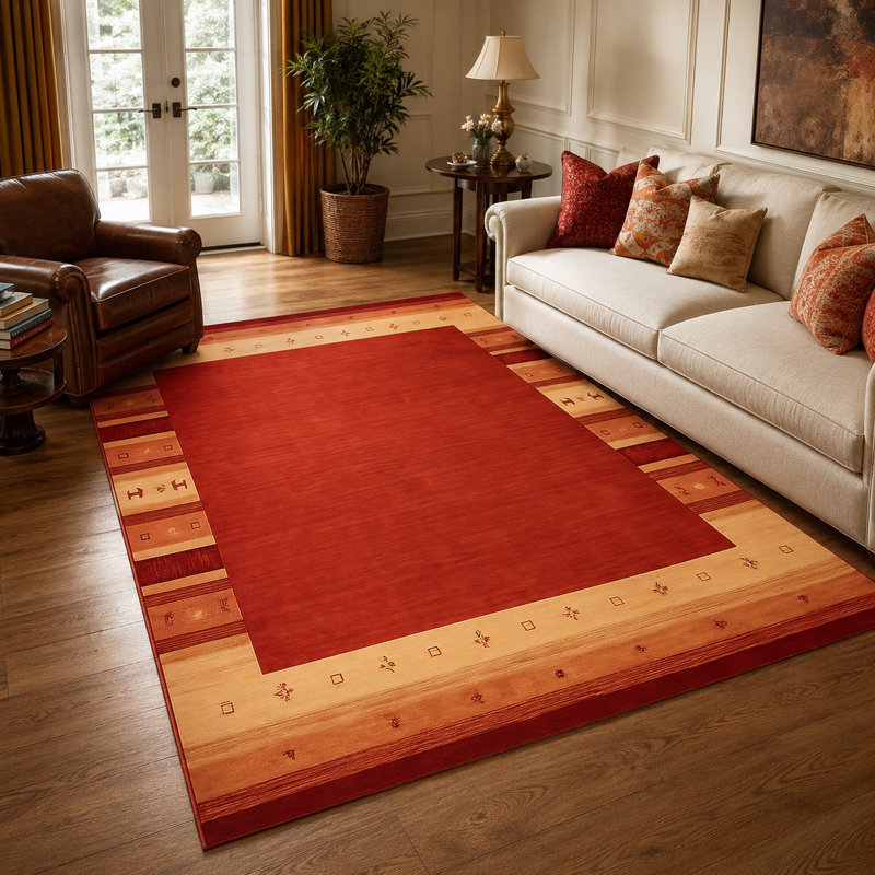 Handloomed Red Gabbeh Tribal Wool Area Rug, 8' x 10'