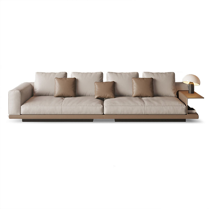 Canapé modulaire kaki en cuir véritable, H 34,25 po x l 124,02 po x P 40,16 po