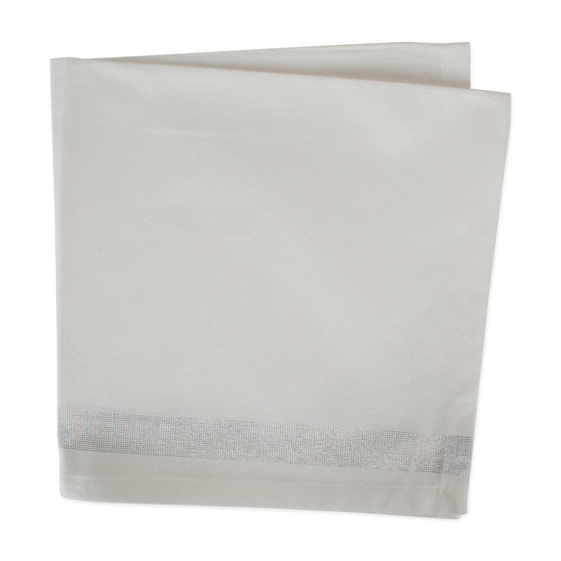 Ensemble de serviettes en coton brodé Pigg, Rayures argent