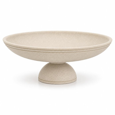 Large Decorative Bowl, Handcrafted Beige Resin Pedestal Centerpiece, Fruit Bowl for Kitchen Counter, Durable Catch-All Dish and Entryway Key Holder, Modern Home Decor, 11.7 in