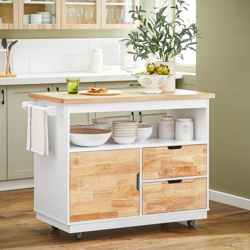 Deimos Solid Wood Top Kitchen Island