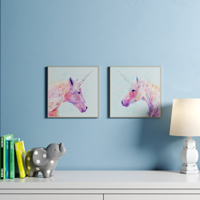 «Biller Mystic Unicorns Portraits», ensemble de 2 reproductions de peintures à l'acrylique