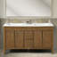 OVE Decors Juliette Meuble-lavabo double autoportant en noyer chaud avec plateau en quartz blanc et quincaillerie or brossé-119342254-126708839