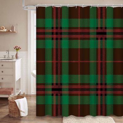Rideau de douche écossais avec 12 crochets Tartan