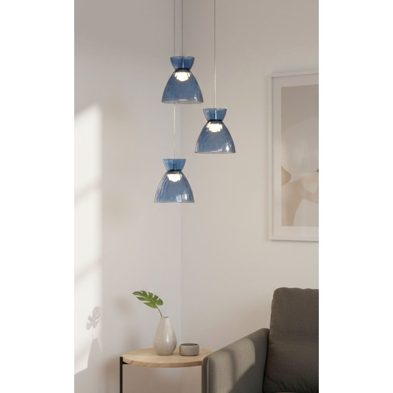 3 - Light Chrome LED Cluster Pendant, Blue 