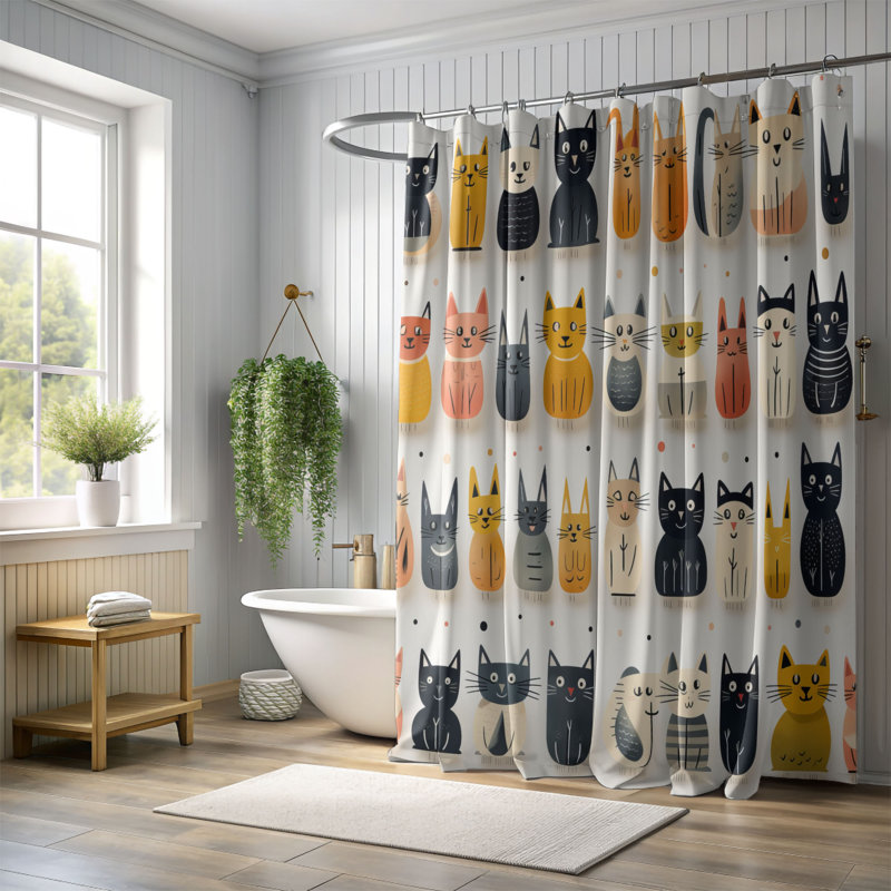 Mysterious Feline - Rideau de douche Premium, H 74 po x l 71 po
