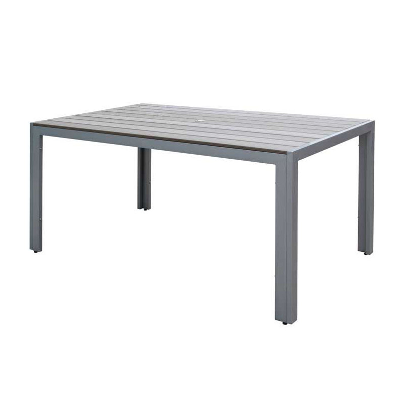 Adlan Rectangular Metal Outdoor Dining Table With Umbrella Hole , 59'' in. W 35.5'' in. D, Gray