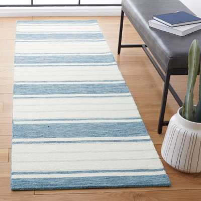 Tapis rayé en laine et coton touffeté à la main Starner