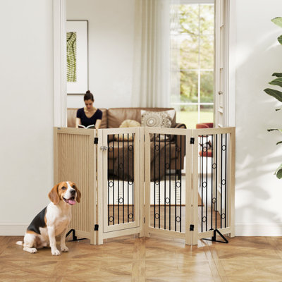 Medium Density Fiberboard (MDF)@@Powder Coated Steel Free Standing Pet Gate