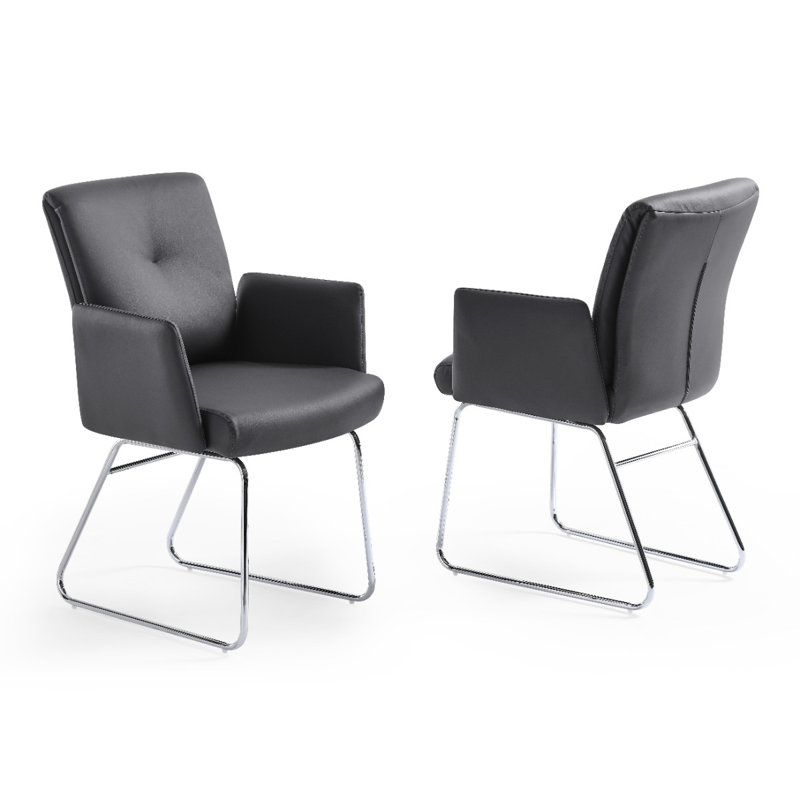 Fauteuil capitonné Inscoe Droitwich, Noir, Gris