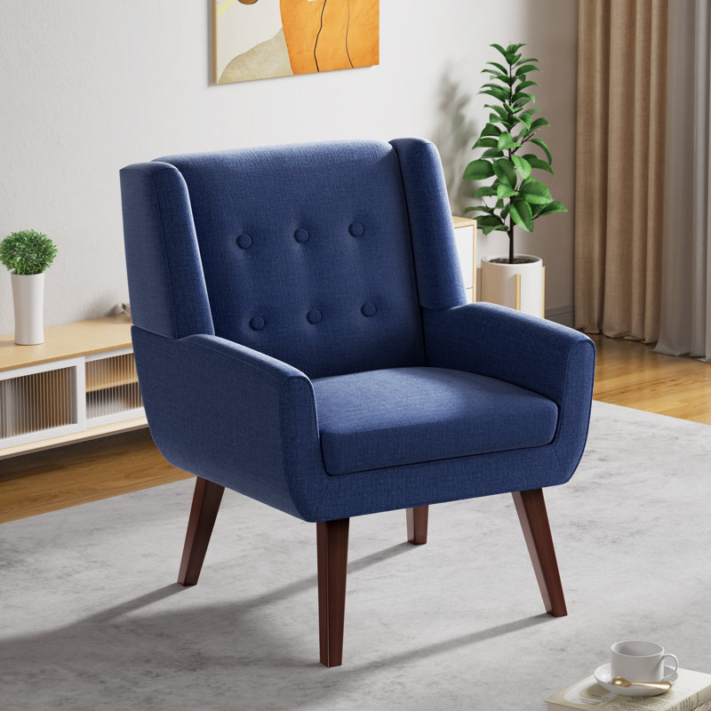 Avae Upholstered Wingback Chair, Dark Blue