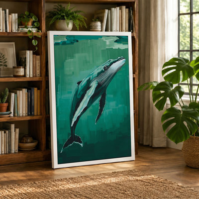 Whale in Motion Coastal - Wrapped Canvas
