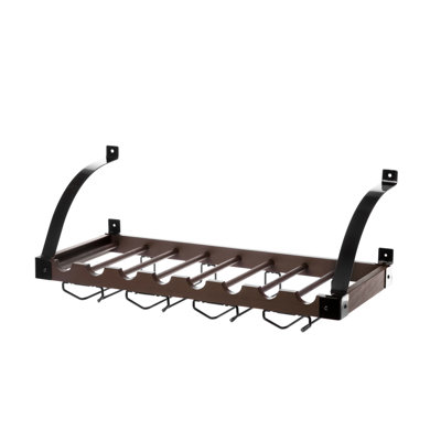 8 Bottle Wall Mounted Wine Bottle & Glass Rack