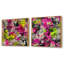 Popart rose néon collage de journal - abstrait carré collage ensemble de 2-102162180-102162181