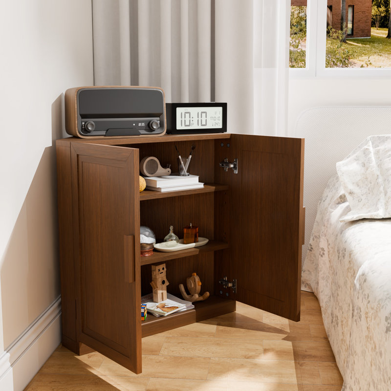 Walnut Corner Accent Cabinet with Doors Space-Saving Storage Accent Cabinet 16"Dx31"Wx31"H, Brown, 31" H x 31" W x 16" D