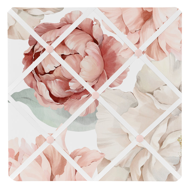 Tableau mémo mural pivoine et jardin rose et ivoire Peony par Sweet Jojo Designs