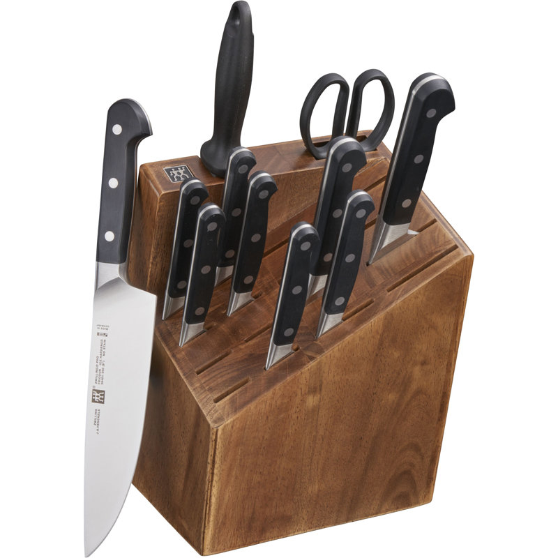 Zwilling Pro 12-Piece Stainless Steel Knife Set with Hardwood Block