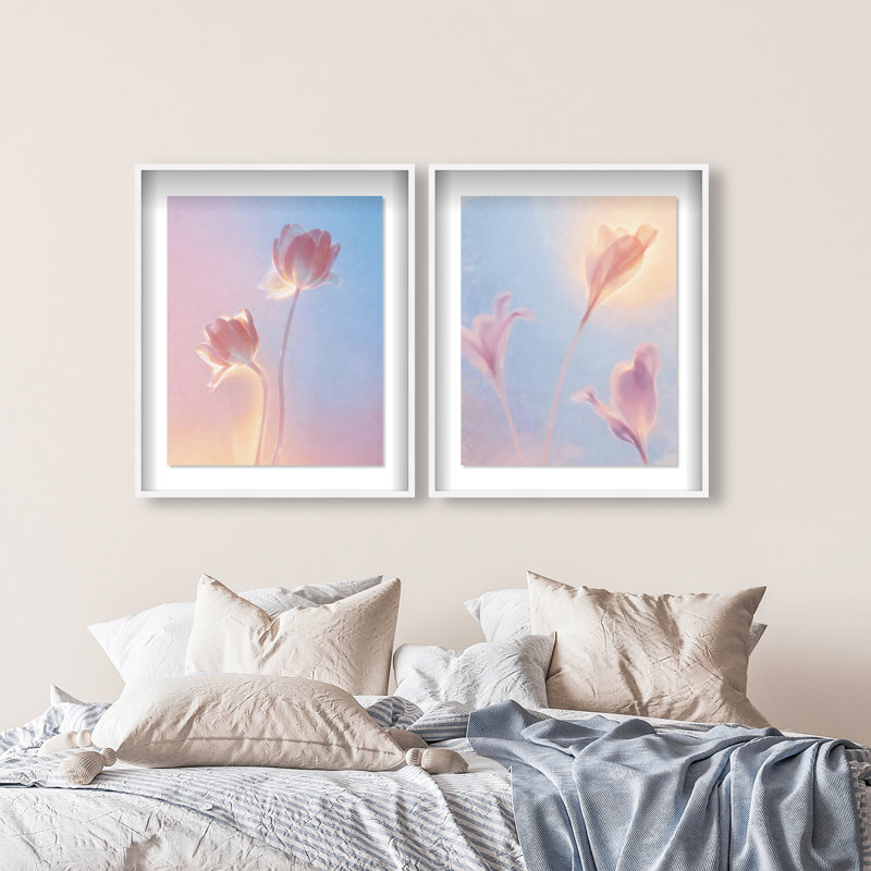 Iridescent Spring Set Framed Graphic Art, 21.5"H x 17.5"W, White Shadowbox