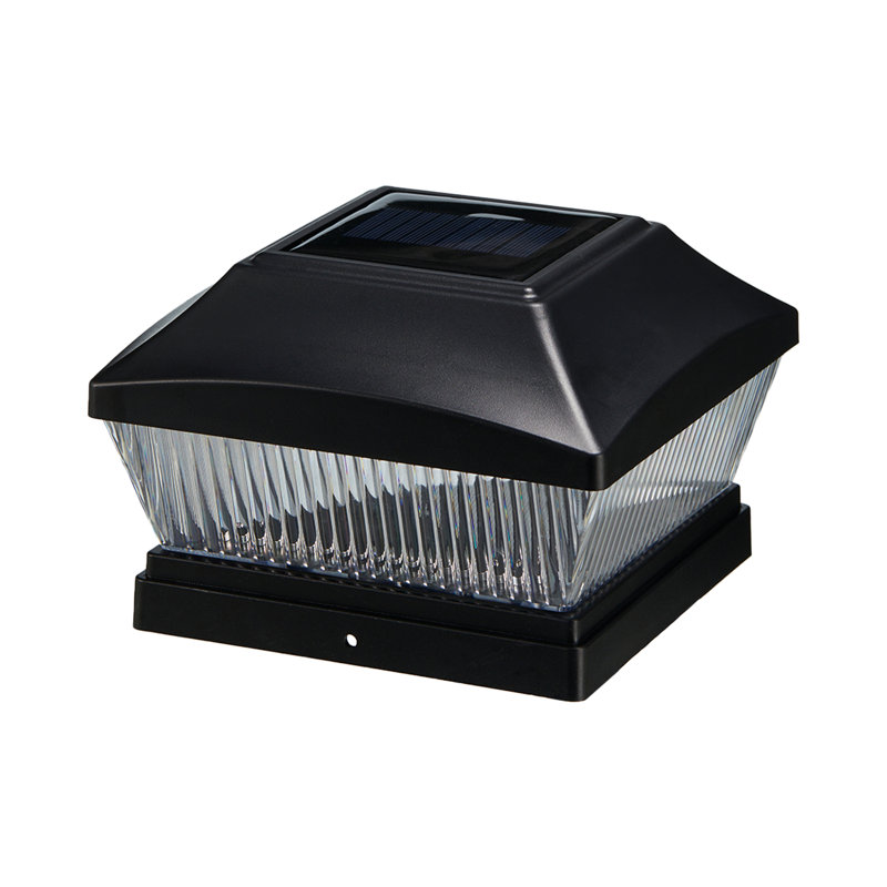 Black Solar Powered LED Fence Post Cap Lights Set of 4
