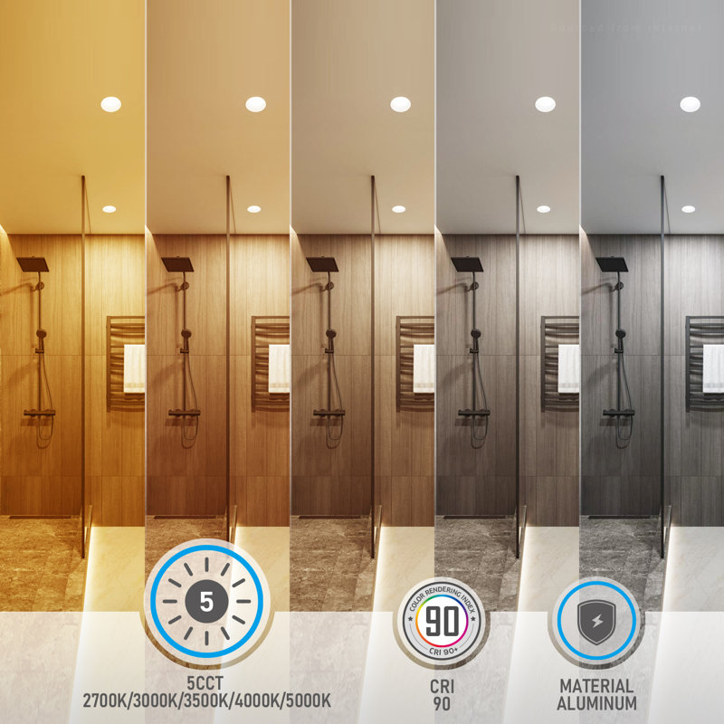 5cct Dimmable 6" Led Remodel Recessed Light With J-box, Color Temperature Selectable