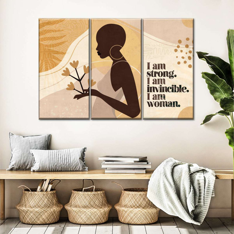 «Women Empowerment Strong and Invincible Woman on Canvas», ensemble de 3 pièces, H 42 po x l 65 po x P 1,25 po