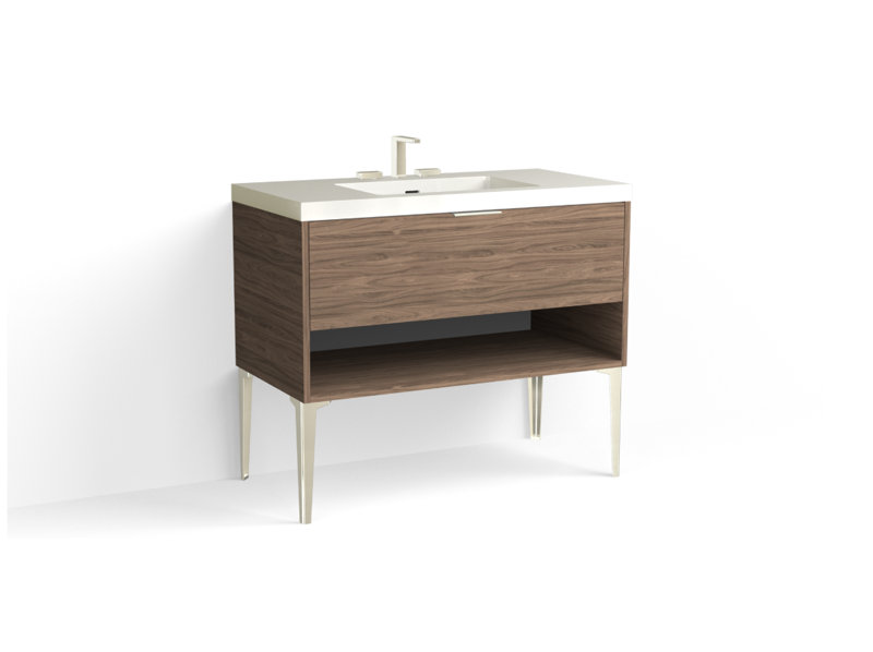 Modo 42" W Freestanding Single Bathroom Vanity with Dean Leg, Matte White/8" Widespread, Biondo, Matte Black