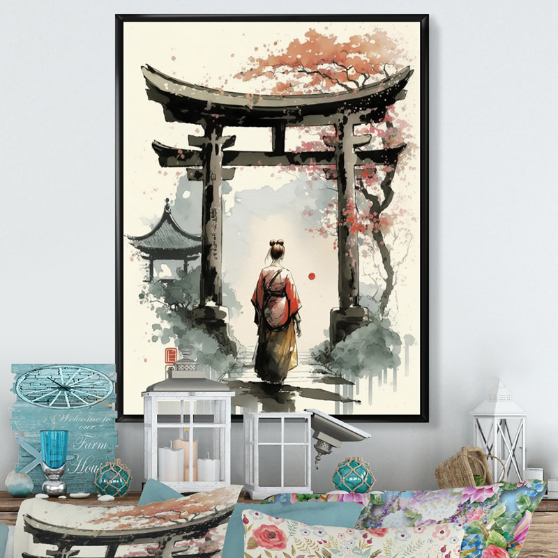 Asian Asian III - Peinture sur toile, H 20 po x l 12 po x P 1 po, Toile avec cadre flottant noir