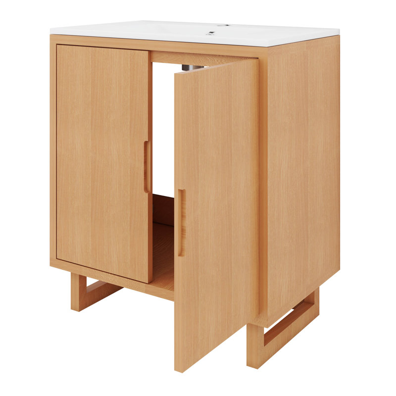 Ensemble de meuble-lavabo 30 po avec lavabo, armoire combinée et meuble de rangement moderne, Burlywood