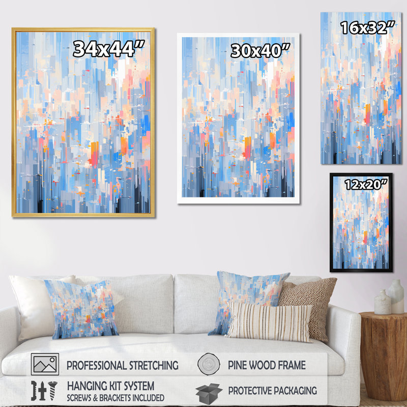" Blue Pink Interlocking Perspectives ", Black Floater Framed, 32" H x 24" W x 1" D