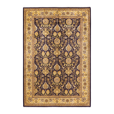 Tapis unique en laine noué à la main 6 pi 2 po x 9 pi 1 po nouvel âge Hinderike