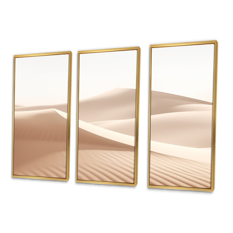 «Desert Sands Of Slumber Dreams II - Minimalisme», ensemble d'impression d'art mural, Cadre flottant doré
