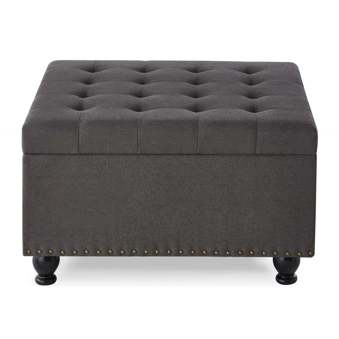 Large square storage ottoman with wooden legs Decopom Body 