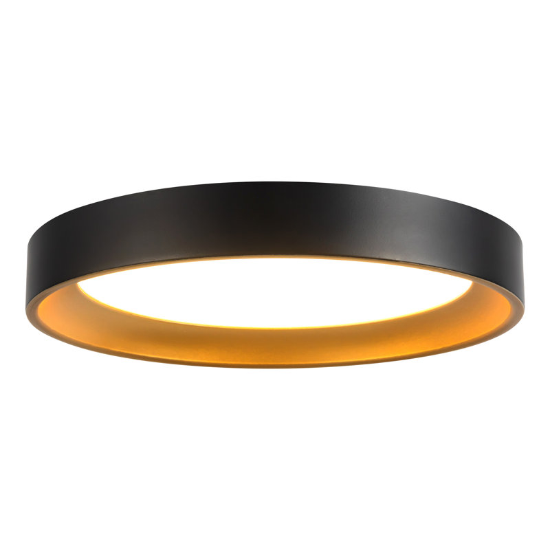 Nix 9-in Black dimmable LED Flush Mount, Matte Black/Gold