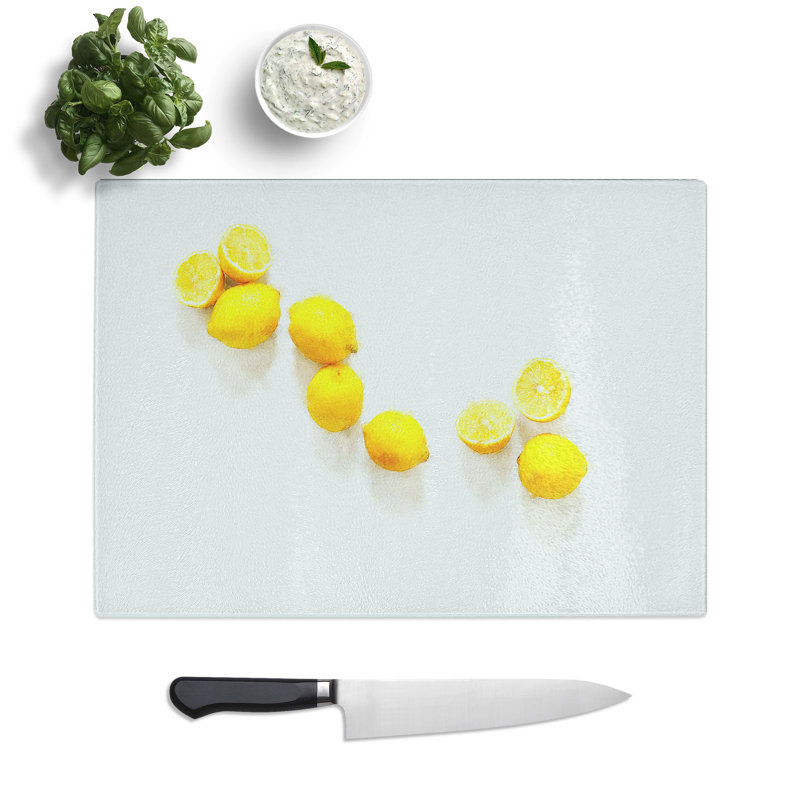 Tempered Glass Lemon Fruit Chopping Board, 28.5 cm x 39 cm