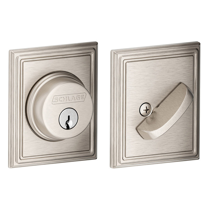 Single Cylinder Deadbolt with Addison Trim, Satin Nickel