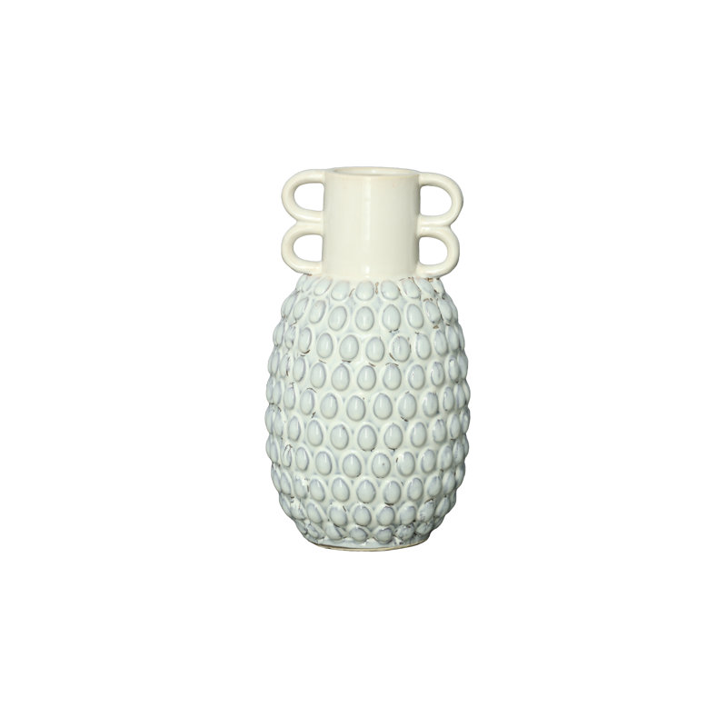 Vase en céramique à finition brillante blanc, H 13 po x l 7,25 po x P 7,25 po