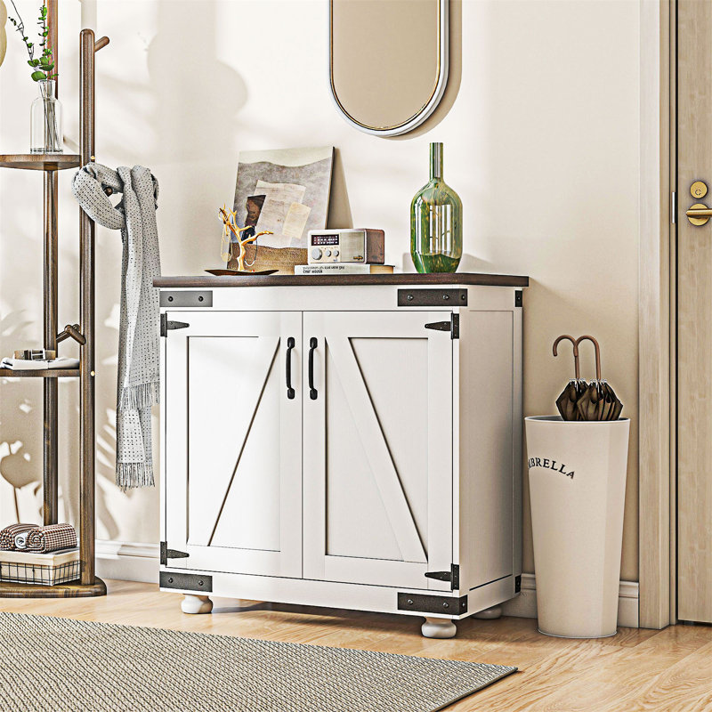 Farmhouse Sideboard with Barn Door and Adjustable Shelf