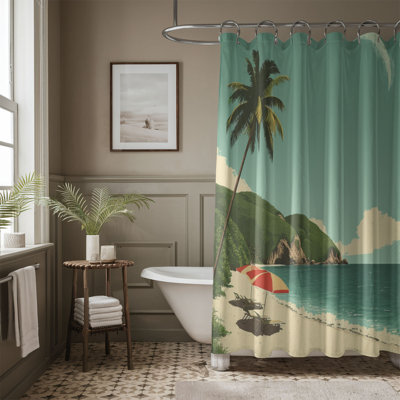 Vintage Beach Art - 1 Piece Standard Shower Curtain