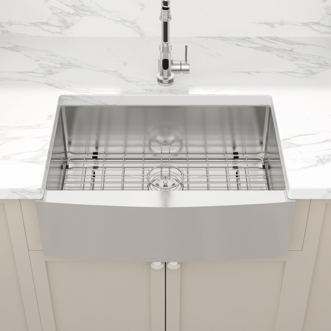 30" L x 21" W Single Bowl Stainless Steel Farmhouse Kitchen Sink Sarlai 