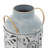 Metal Embossed Floral Decorative Blue Vase with Gold Handles Set