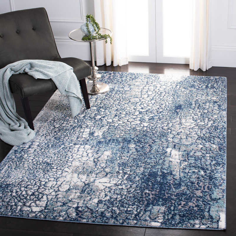Tapis bleu marine / gris Mauzy, Rectangle 9 pi x 12 pi