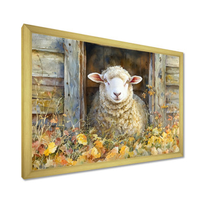 Dulinsky Sheep Floral Portrait At The Barn - Sheep Large, art mural
