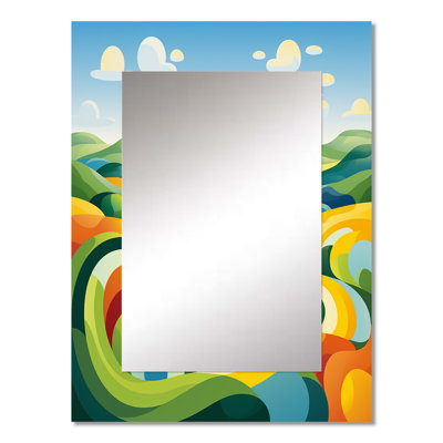 Modern bold farm horizon I - Meadow Large Wall Mirror, Traditional Decorative Mirror, Printed Metal Art