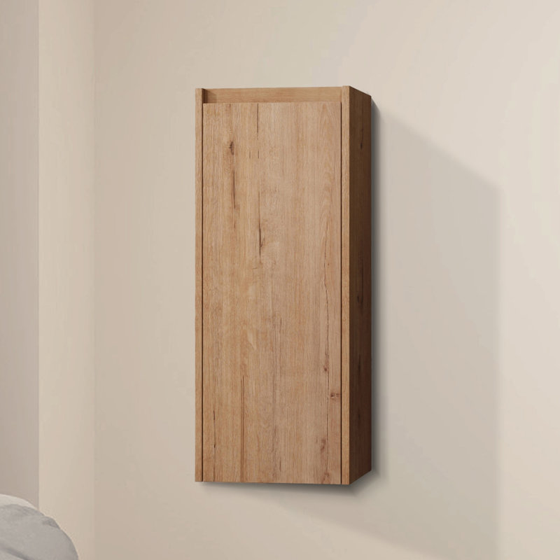 12" Bathroom Side Cabinet,Soft Close Doors,Float Mounting Design, Brown